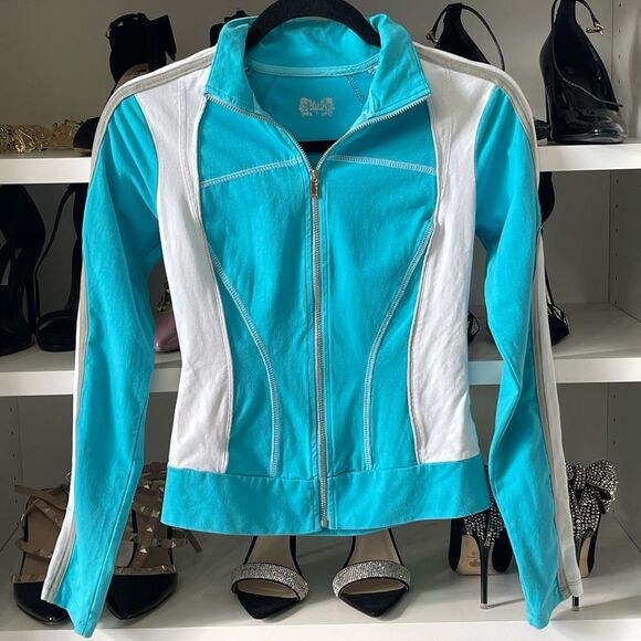 Women's Athletic Blue and White Jacket Size Small - Picture 7 of 11